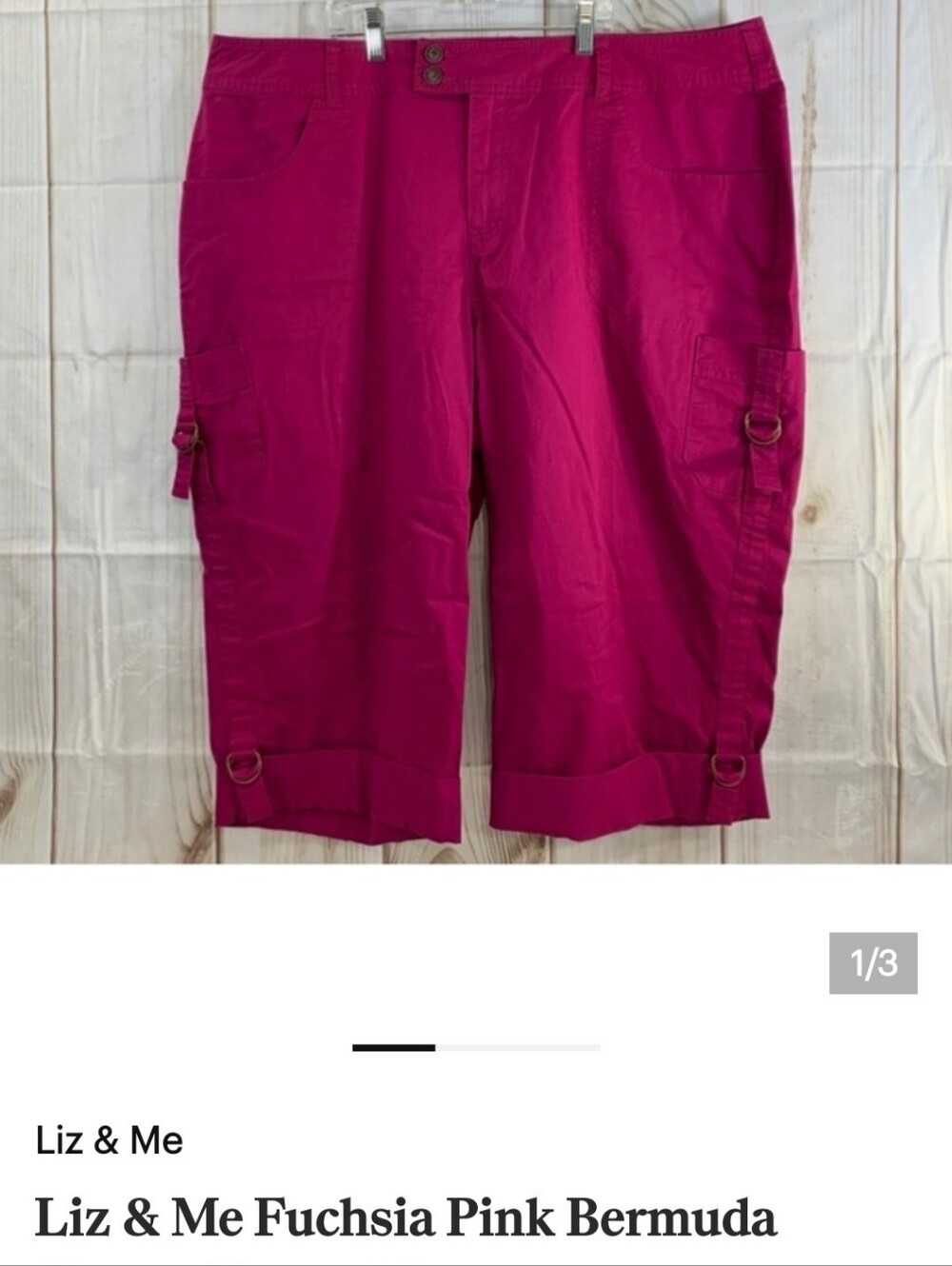 Liz & Me Fuchsia Pink Bermuda Capris Size 20W